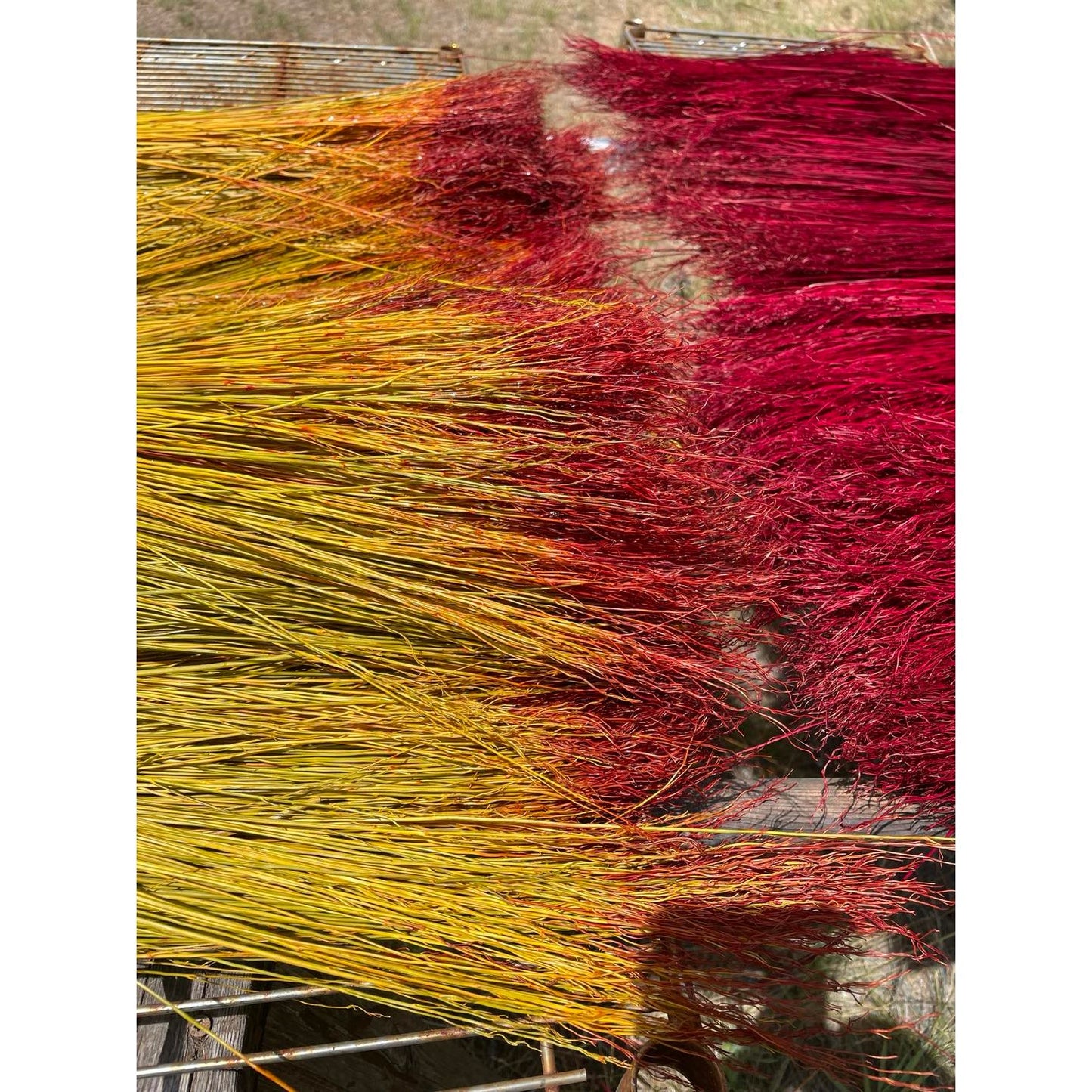 BROOM MAKING: DYED (and natural) BROOM CORN