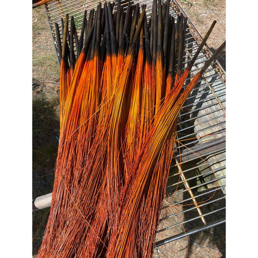 BROOM MAKING:  DYED (and natural) BROOM CORN