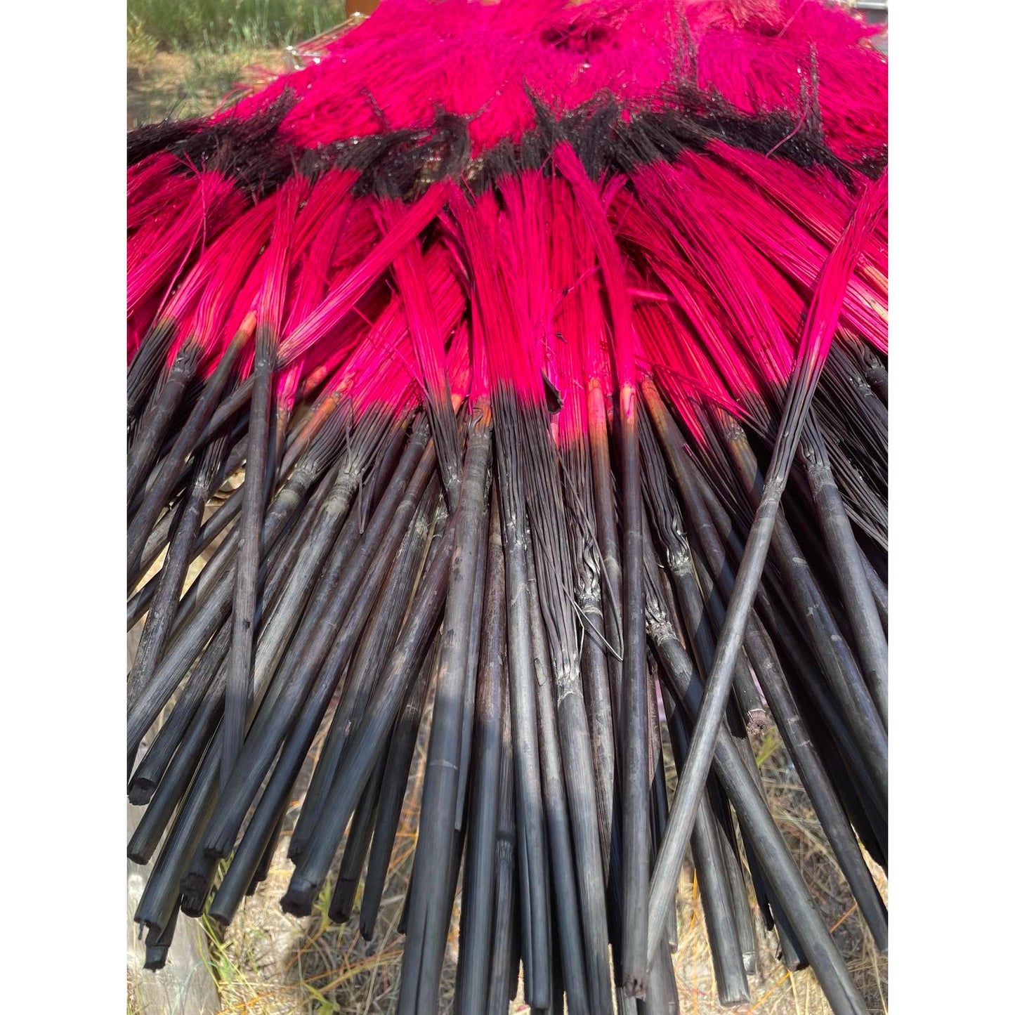 BROOM MAKING:  DYED (and natural) BROOM CORN