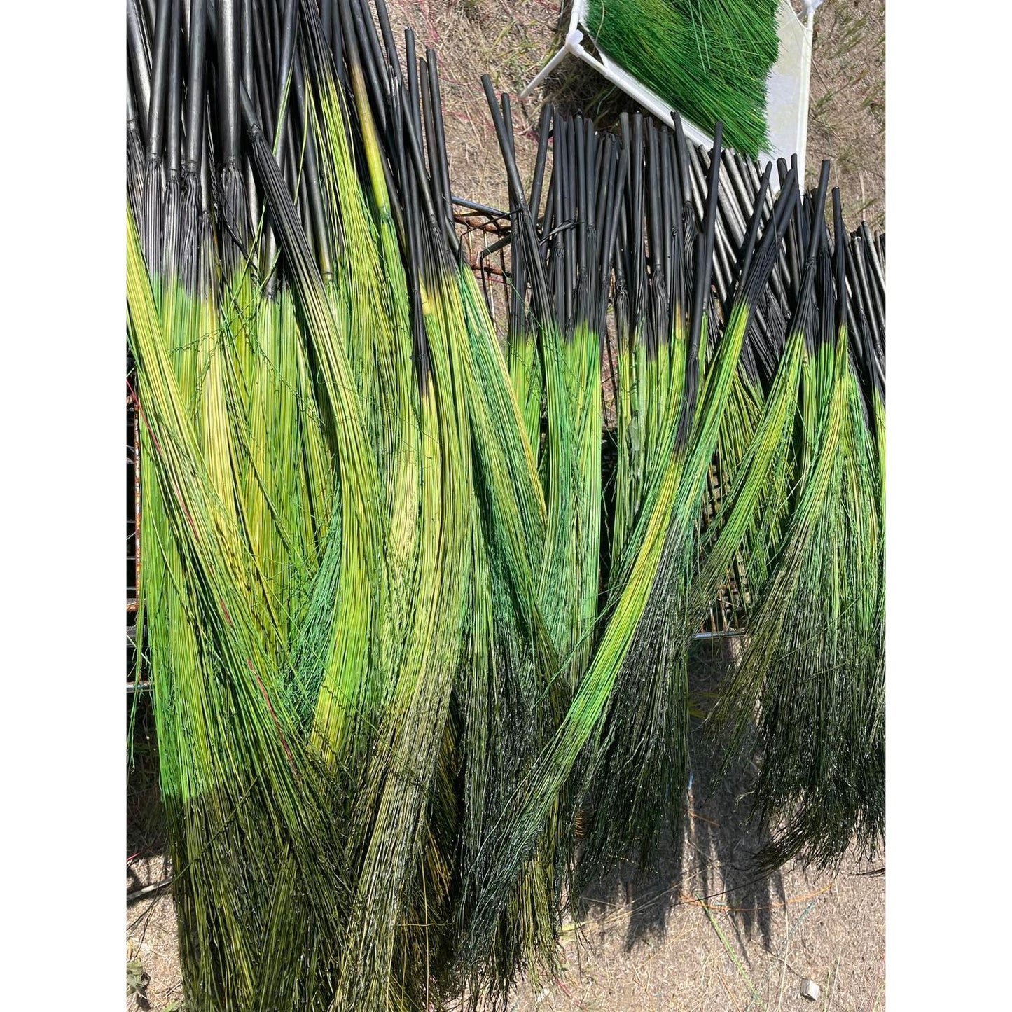 BROOM MAKING:  DYED (and natural) BROOM CORN